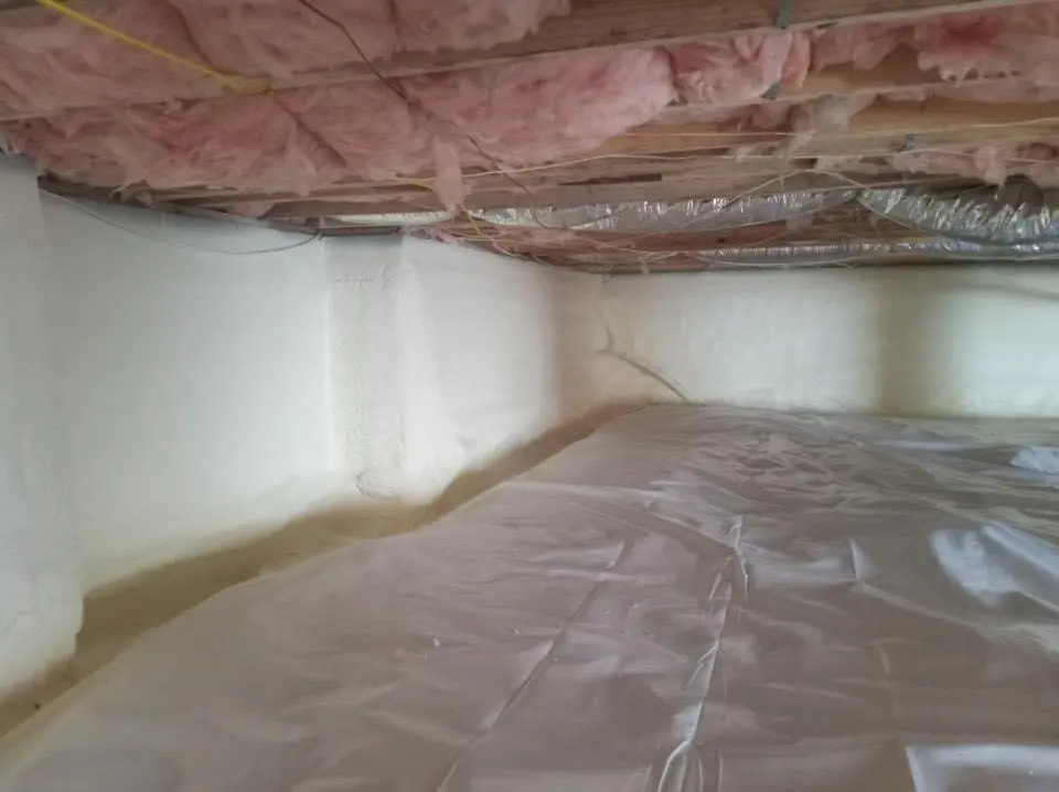 Crawl space encapsulation with closed-cell spray foam for Roof Waterproofing in West Bridgewater